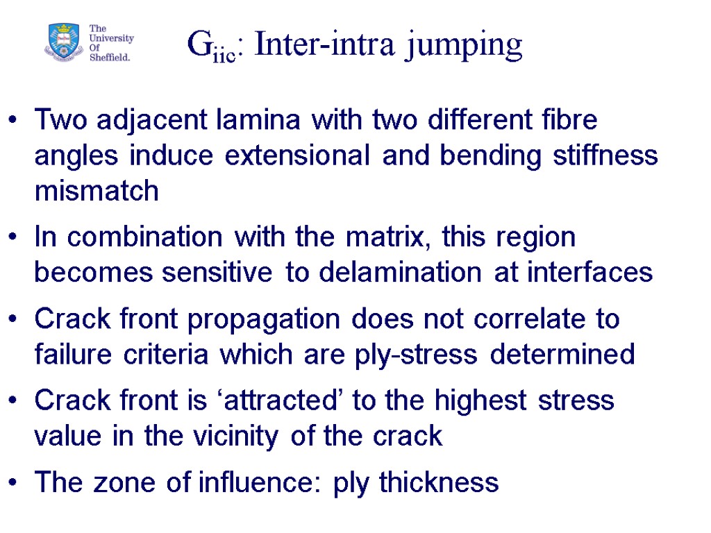 36 Giic: Inter-intra jumping Two adjacent lamina with two different fibre angles induce extensional